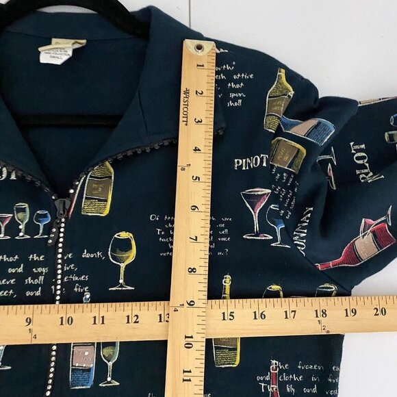 Jess & Jane Wine Cardigan Womens Small Jacket Party Navy Blue Full Zip - Picture 8 of 9